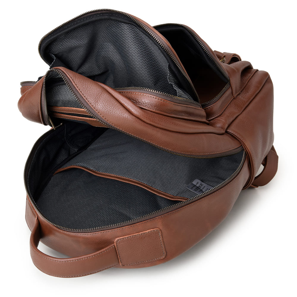 Men's Cognac Leather Backpack – CNS M102