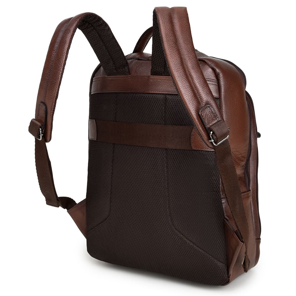 Men's Cognac & Coffee Leather Backpack – CNS M103