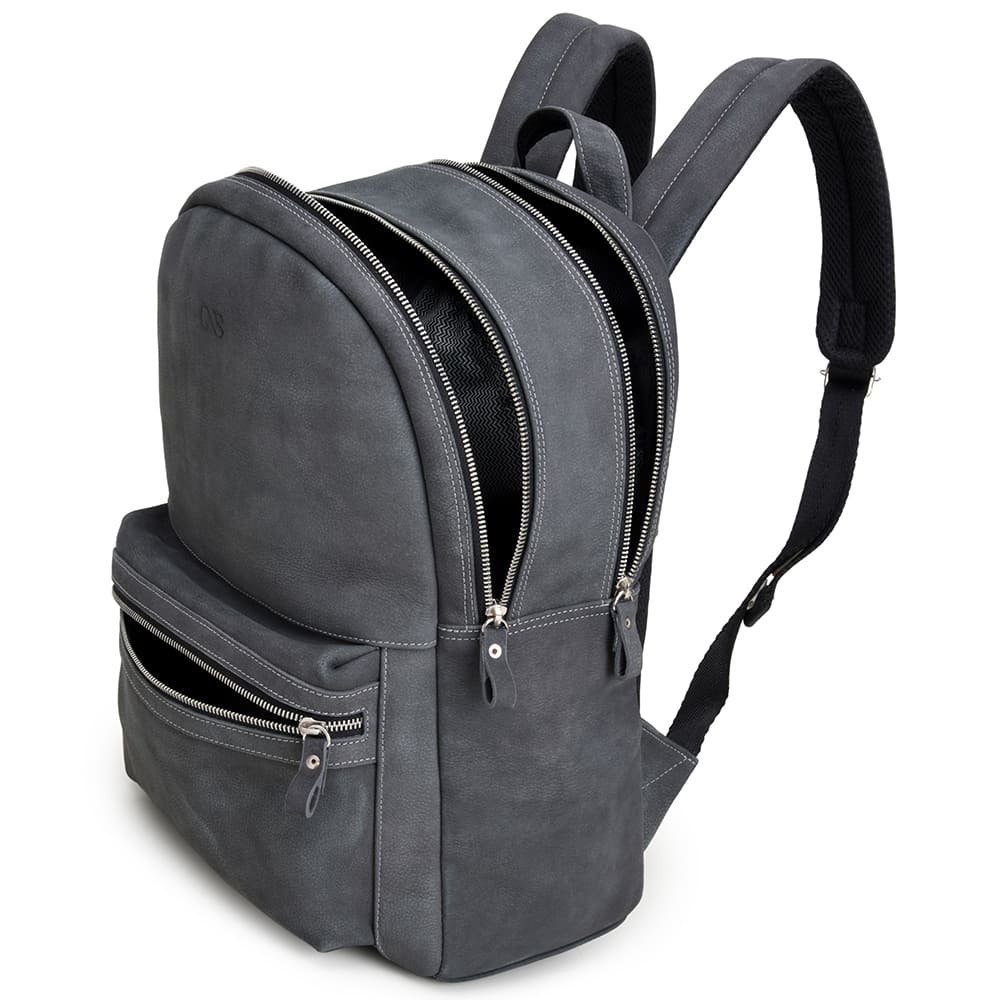 Men's Charcoal Leather Backpack – CNS M125